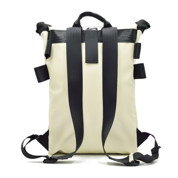 BX04G Cream rolltop backpack waterproof back